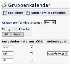 Konfiguration Gruppenkalender Konfiguration Gruppenkalender